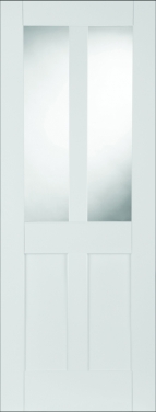 Mendes Doors - White primed shaker 2 panel 2 light glazed